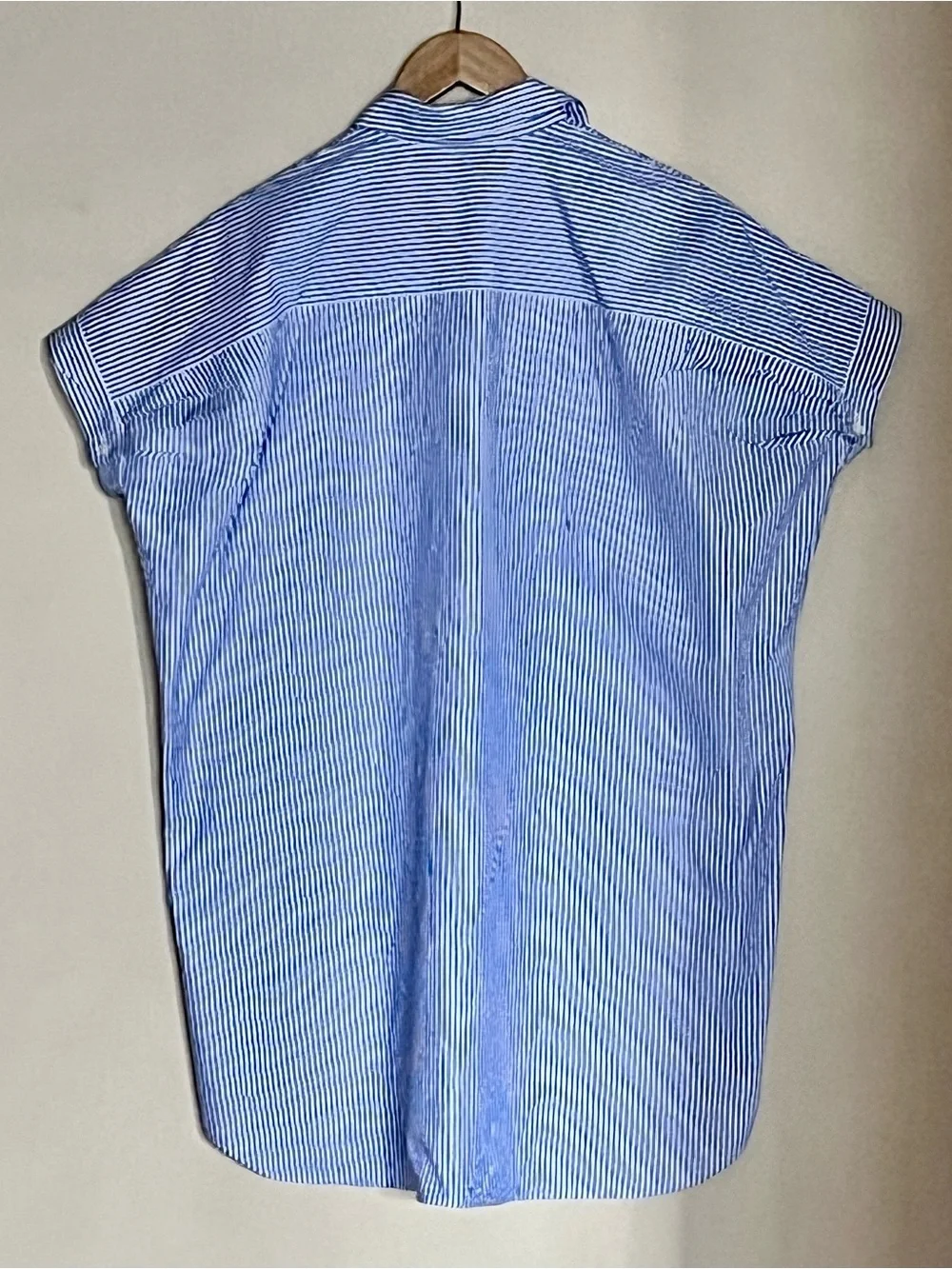 LAFAYETTE 148 Bluebird Crinkle Oversized Striped Shirt - Picture 6 of 13